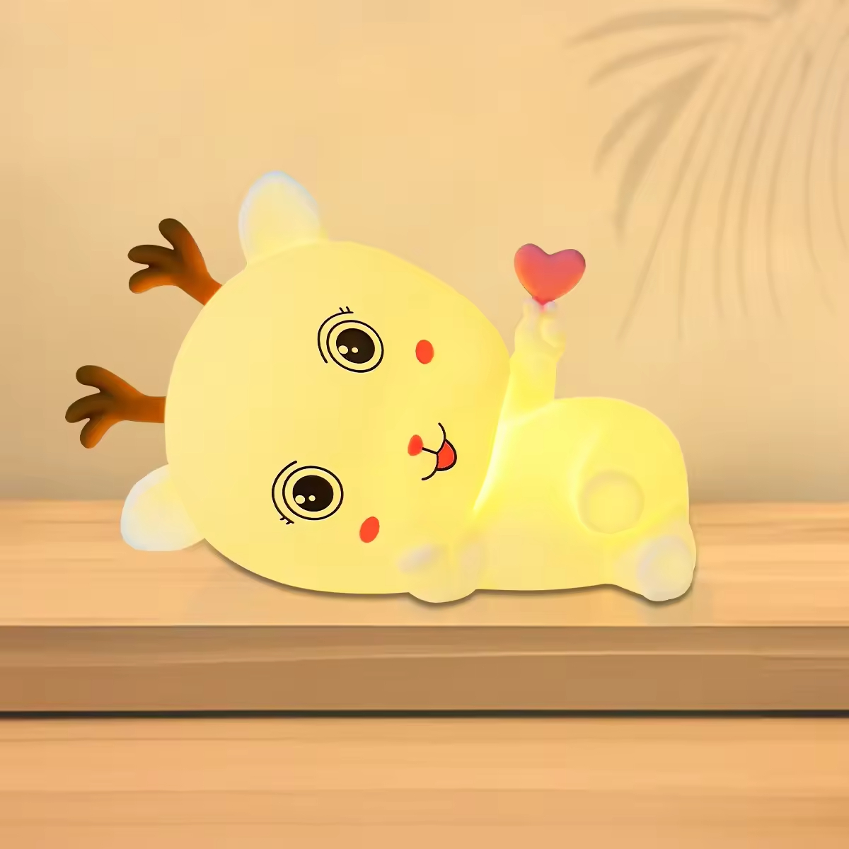 Adorable deer-shaped night light: soft glow, squishy silicone. Instantly melts hearts with cute design. Tap to light—charming decor & gentle night companion.